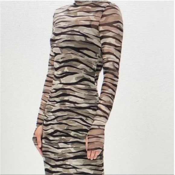 AFRM Shailene Long Sleeve Print
Mesh Dress Zebra Camo Small - Picture 2 of 4